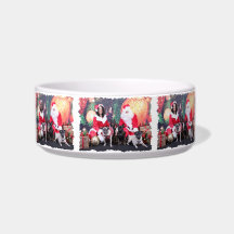 Christmas Pug Bruno Pearl Ms Wiggles - ChiPom Bear Cat Food Bowl