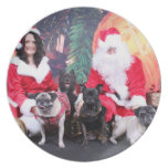 Christmas Pug Bruno Pearl Ms Wiggles - ChiPom Bear Dinner Plates