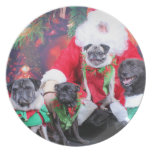 Christmas Pug Bruno Pearl Ms Wiggles - ChiPom Bear Plates
