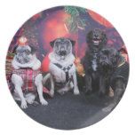 Christmas Pug Bruno Pearl Ms Wiggles - ChiPom Bear Plates