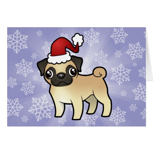 cute kawaii pug christmas card