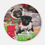 Christmas - Pug - Daisy Mae and Lily Lou Fridge Magnet