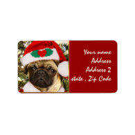 Christmas Pug dog Custom Address Labels