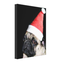 Christmas pug dog gallery wrap canvas print