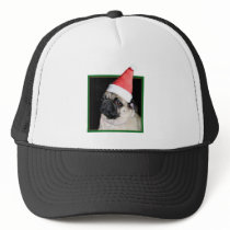 Christmas pug dog trucker hat