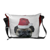 Christmas pug dog messenger bag