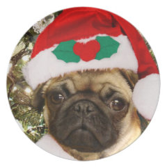 Christmas Pug dog Plate