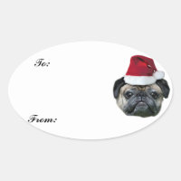 Christmas pug gift tag sticker