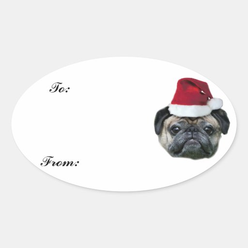 christmas pug gift tag sticker zazzle christmas pug gift tag sticker zazzle