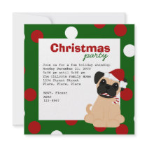 Christmas Pug Custom Invitation