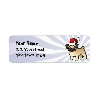 Christmas Pug Return Address Label