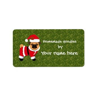 Christmas pug label