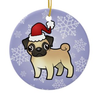 Cute Cartoon Pug Christmas Ornament Cute Cartoon Pug Christmas Ornament
