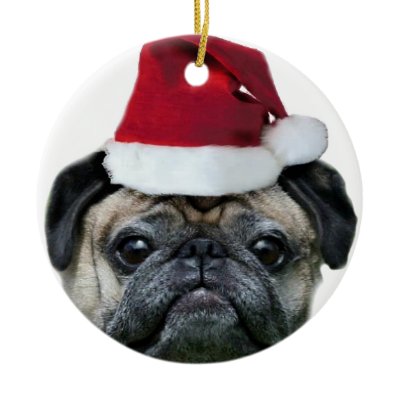 Christmas pug ornament