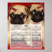Christmas Pug Puppies 2012 Calendar poster