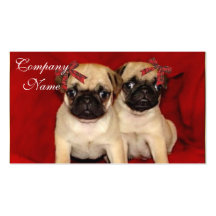 Christmas pug puppies business card template