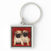 Christmas pug puppies key chains