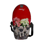 Christmas Pug puppies mini messenger bag