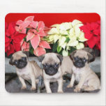 Christmas pug puppies mousepad