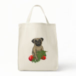Christmas Pug Puppy Tote Bags