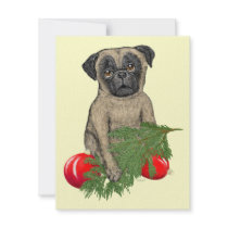 Christmas Pug Puppy invitations by adore_a_pug Christmas Pug Puppy invitations