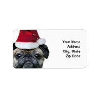Christmas Pug Shipping labels