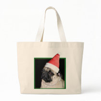 Christmas pug tote bag