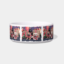 Christmas - Puggle Gus - Shorkie Charlie - Pom Maz Pet Food Bowls