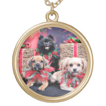 Christmas - Puggle Gus - Shorkie Charlie Pom Mazie Personalized Necklace