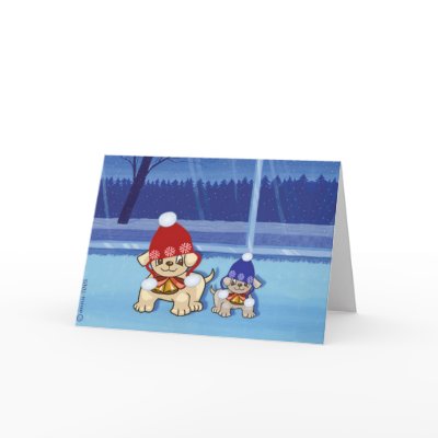 Christmas Puppies Greeting Cards by eursynia