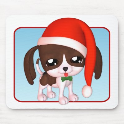 Christmas Puppy Pal Toon Holiday Mousepad by mariannegilliand