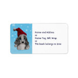 Christmas Puppy Santa Hat Name Gift Tag Bookplate Custom Address Label