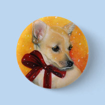Christmas puppy snow buttons