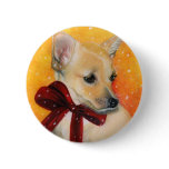 Christmas puppy snow pinback button