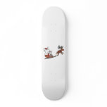 Christmas rabbits on a sleigh skate board