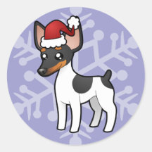 Christmas Rat Terrier / Toy Fox Terrier Round Stickers