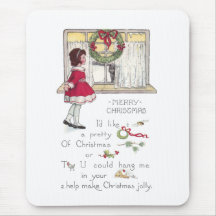 Christmas Rebus with Girl and Cat in Window Mousepad