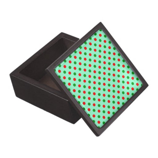 Christmas Red and Green Polka Dots Premium Trinket Boxes