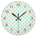 Christmas Red and Green Polka Dots Wall Clock