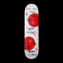 Christmas Red And White Happy Holidays II skateboards