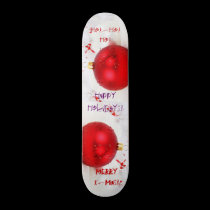 Christmas Red And White Happy Holidays VI skateboards
