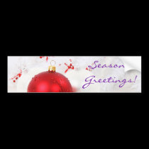 Christmas Red And White Seaon's Greetings III bumper stickers