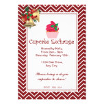 Christmas Red Chevron Cupcake Exchange Invitation invitations