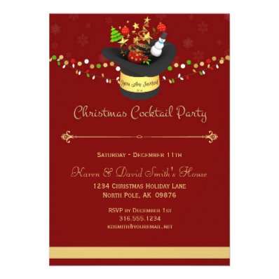 Christmas Red Cocktail Party Invitation