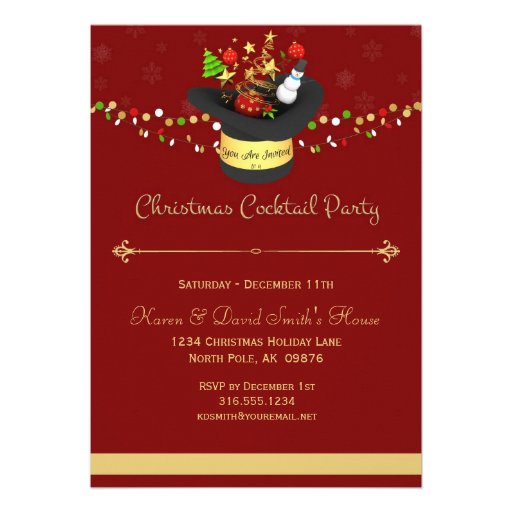 Christmas Red Cocktail Party Invitation (front side)