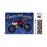 Christmas Red Dirt Bike Postage Stamp