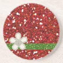 Christmas Red Glitters Coaster