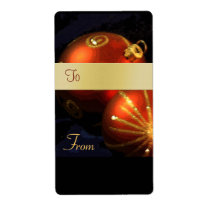 Christmas Red & Gold Gift Tag Label