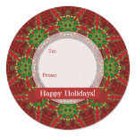 Christmas Red Green Gift Tag Round Sticker