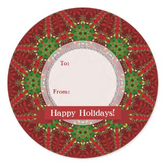 Christmas Red+Green Gift Tag Round Sticker sticker